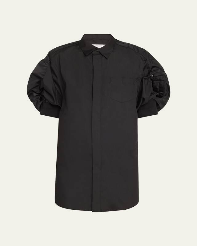 Cargo Sleeve Poplin Mini Shirt Dress